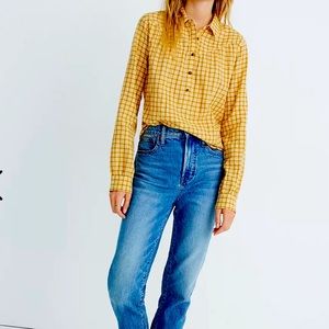 NWT Madewell Popover Yellow Western Top Small